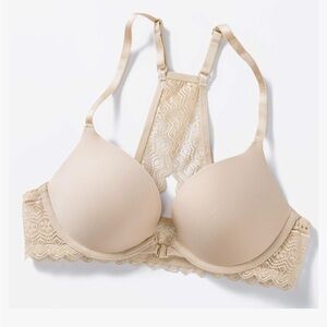 DOBREVA Push Up Bra Racerback Front Closure Plunge Underwire Tshirt Padded Lace